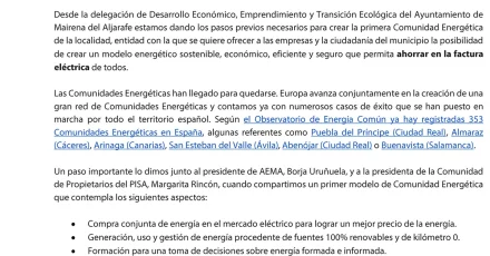 Hacia la creación de una Comunidad Energética en Mairena del Aljarafe